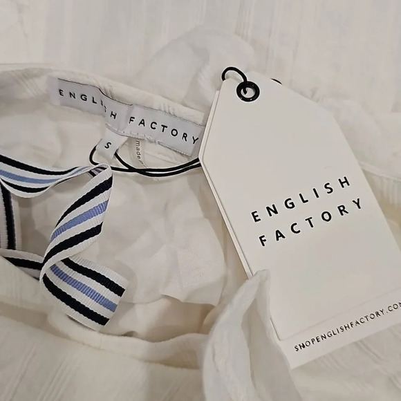 English Factory White Ruffle Mini Dress Sz S - Picture 4 of 11